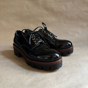 Jeffery Campbell Trevor Black Patent Leather Lace-Up Oxford Shoes